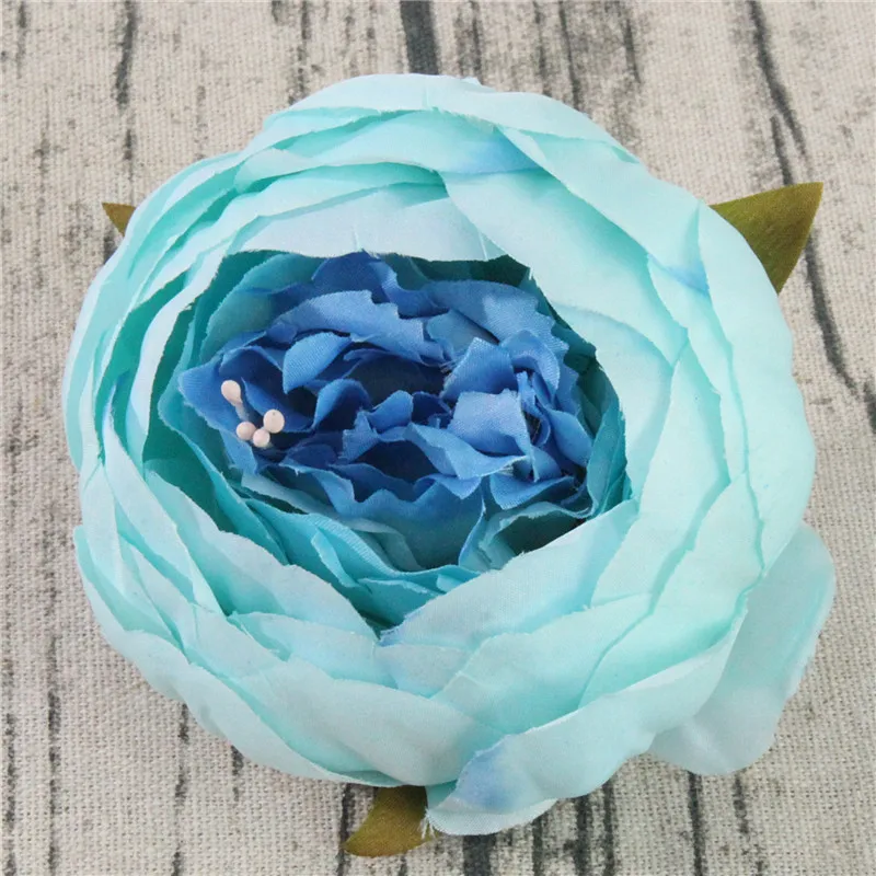 Европейский стиль, искусственный шёлковый пион, Цветочная головка, свадебный цветок, украшение на стену, искусственные в стиле ретро, Цветочная головка, сделай сам, украшение для дома - Цвет: A light blue