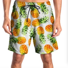 Летние пляжные шорты ванный комплект для мужчин повседневное Короткие штаны 3d печатных мясо полосатый ананас крутые