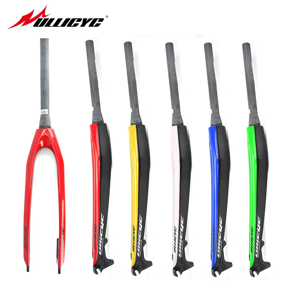 cheap Ullicyc Disc Brake Tapered Bicycle Hard Fork Brakes 26 27.5 29 Inch Mountain Bike carbon front Fork Bike Accessories QC555
