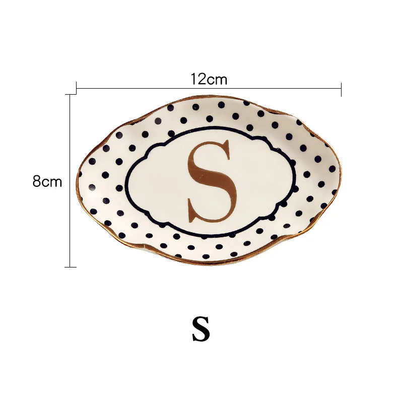 Керамическая буква Английский алфавит декоративная тарелка ювелирное блюдо Пномпень волна точка полоса лоток - Цвет: S