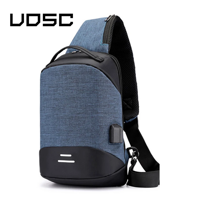 UOSC нагрудная сумка мужская через плечо USB противоугонная Пряжка дизайн высокая