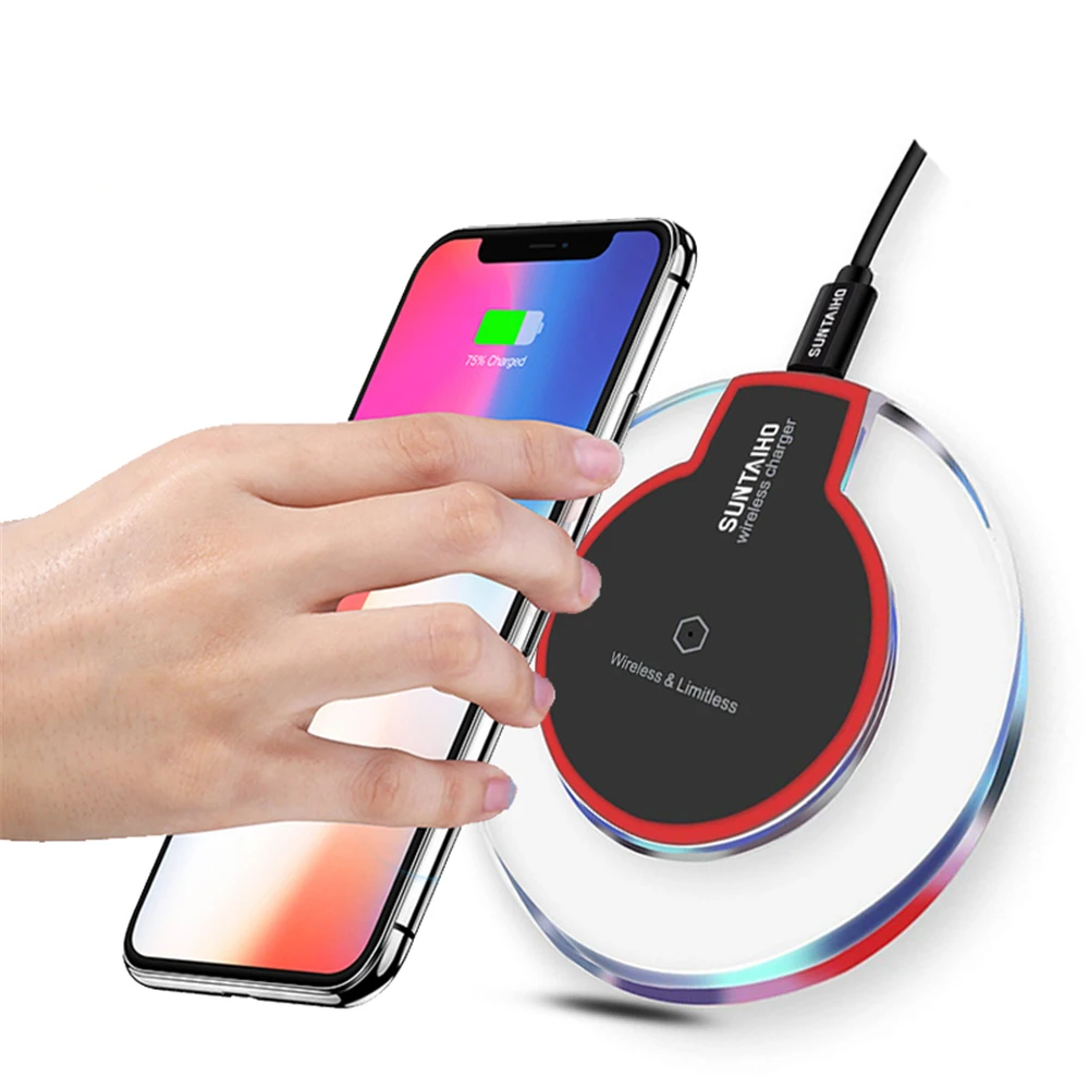 Qi Беспроводное зарядное устройство для samsung Galaxy S9 S8 Plus ультра-тонкая Хрустальная Быстрая зарядка база для iphone XS MAX X 8 Plus мобильный телефон