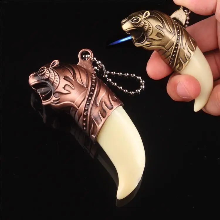 

Resin Tiger Tooth Lighter Creative Key Ring Pendant Inflatable Straight Into The Windproof Men Women Cigerette Lighters