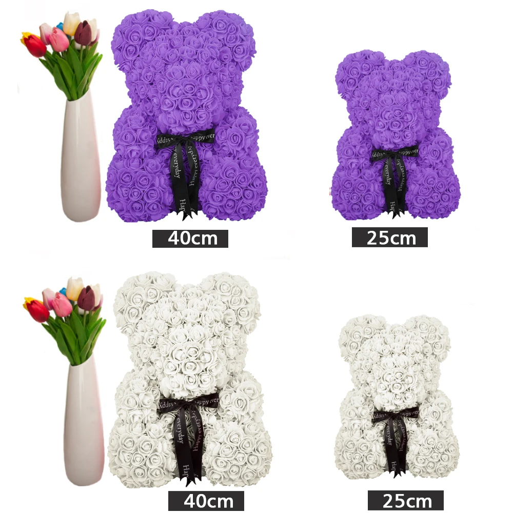 purple flower teddy bear