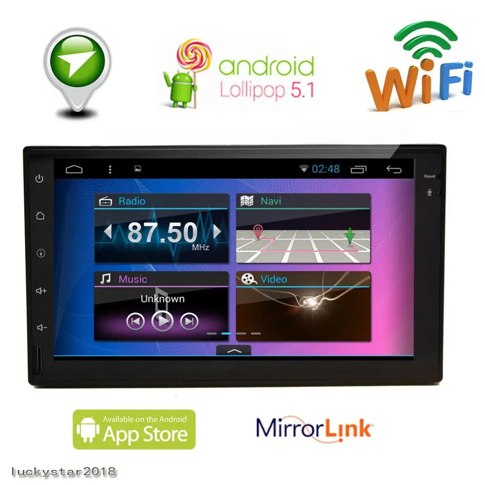 Top 2DIN In Dash GPS Car Stereo Android 5.1 Bluetooth Radio Quad-core car styling in dash no DVD player support WIFI 4G Aux+Camera 2