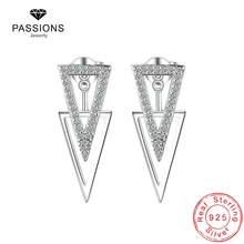 Новинка 925, Серебряные длинные серьги-джекеты, серьги-гвоздики для женщин, кубический цирконий, двойные односторонние серьги, модные ювелирные изделия
