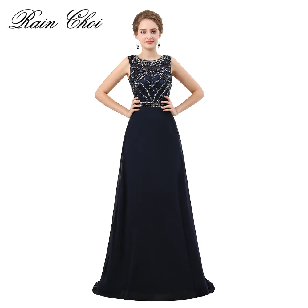 Black Elegant Evening Dresses 2018 High End A line Beaded Evening