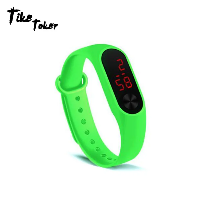 Модные мужские и женские повседневные спортивные часы-браслет, белый светодиодный электронный цифровой карамельный цвет, силиконовые наручные часы для детей - Цвет: green