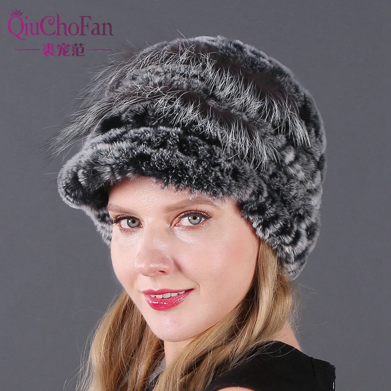 

New Real Fur Cap Lady Winter Natural Real Rex Rabbit Fur Hat Women Warm Beanies 100% Genuine Real Fur Hat Wholesale Retail