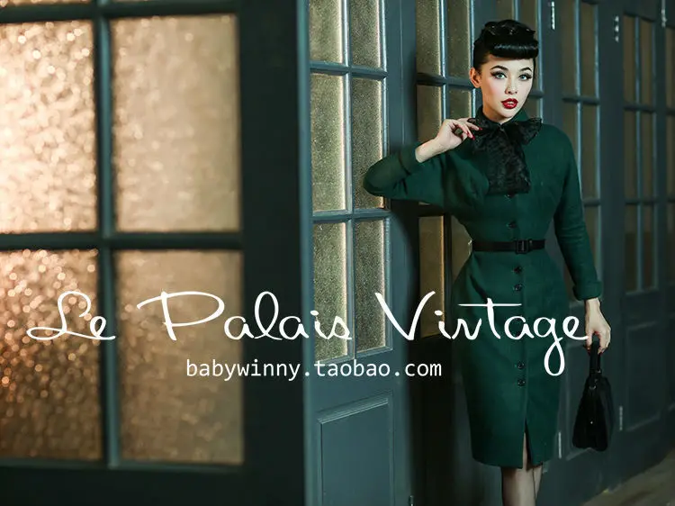 Le Palais винтажное элегантное классическое темно-зеленое шерстяное пальто/пальто
