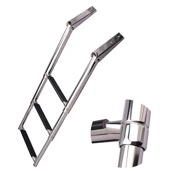 

3 Step Telescoping Folding Ladder Platform Boarding Swim Step For Boat Marine Over-Platform Telescoping Drop Ladder