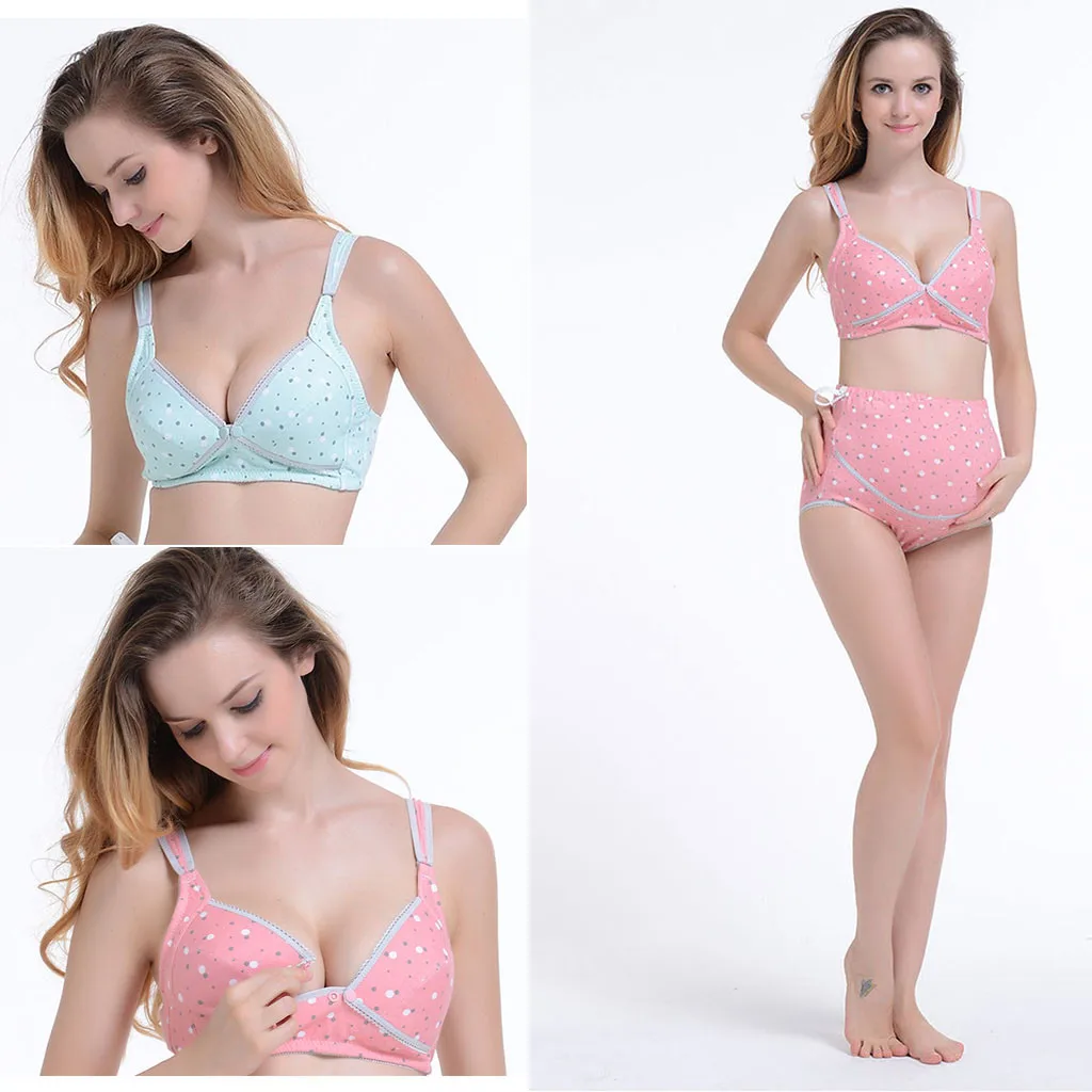 

Women Feeding Nursing Pregnant Maternity Breastfeeding Bra Underwear Panties Set Elastic cotton No irritating skin high quality