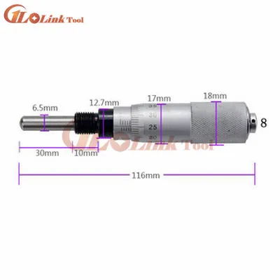 Серебряная плоская игла круглого типа головка микрометра 0-25 мм 0,01 мм с рифленой ручкой регулировки головка микрометра инструмент для измерения - Цвет: NO.8