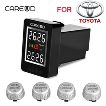 CAREUD U912 TPMS автомобильных шин давление 4 внешних датчиков беспроводной мониторинг системы и ЖК-дисплей Встроенный монитор для Toyota