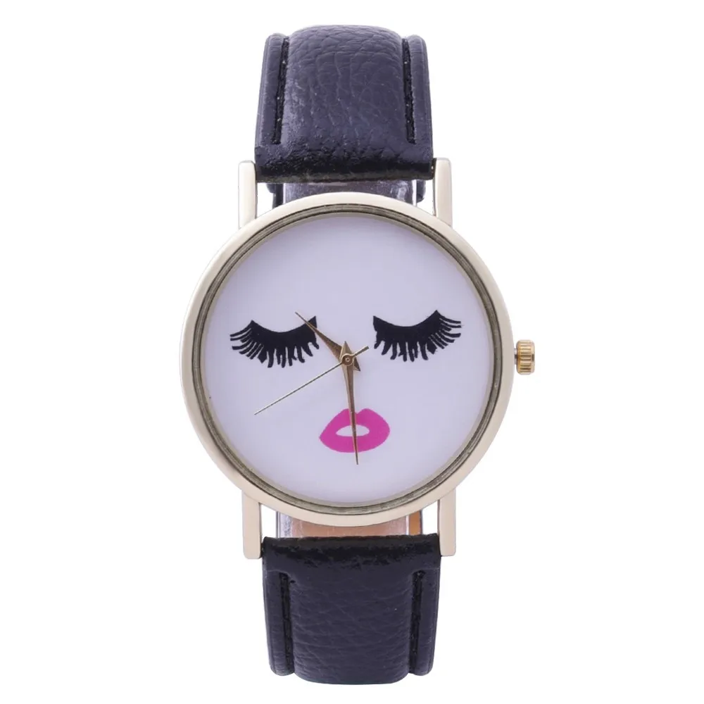 2018 New Watches Women Cute Eye expression ladies Watches Leather women
