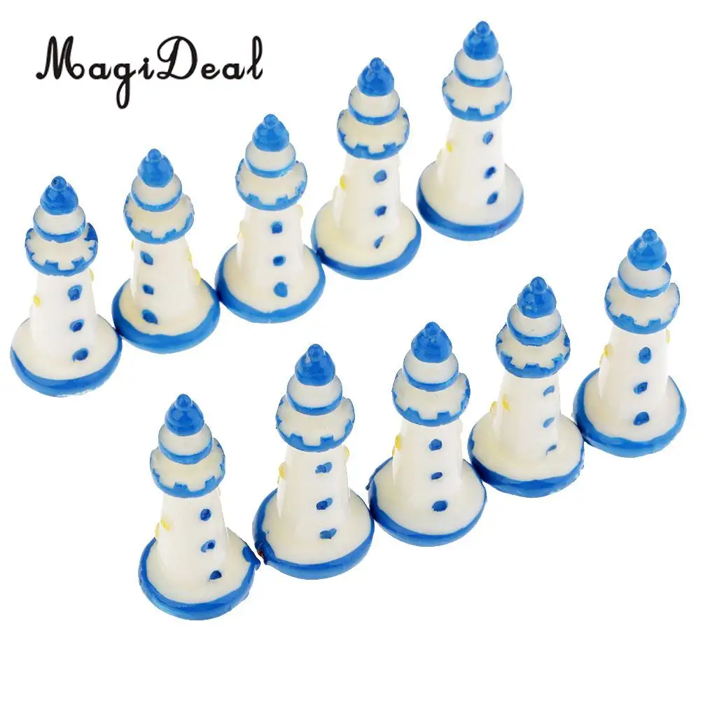 Mini Resin Lighthouse for Dolls House Garden Yard Plant Room Decor Miniature Resin Crafts Micro Landscape DIY Toy