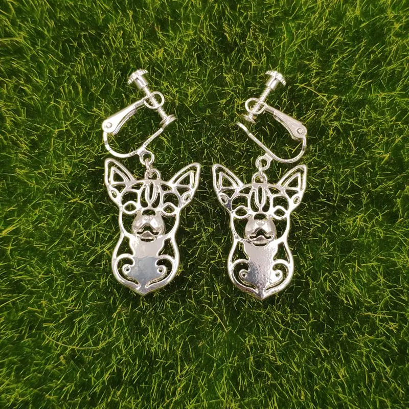 Серьги клипсы для ушей собак животных чихуахуа Хаски Такса далматинь подарок