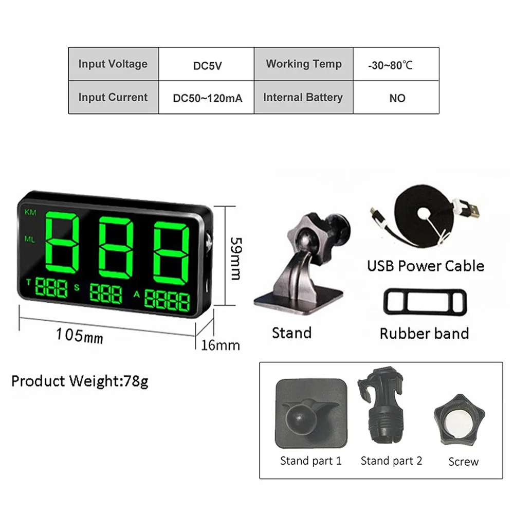  Universal 45 zoll Digital Auto GPS Tacho Geschwindigkeit Display HUD MPH Für Fahrrad Motorrad Auto