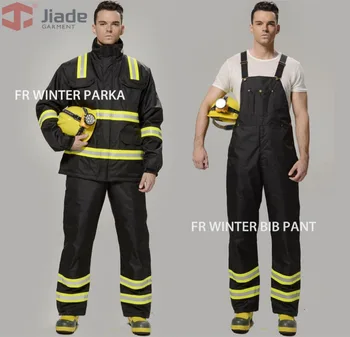 

Jiade Reflective Winter Jacket Flame Resistant Winter Parka bunker clothing fireman uniform firefighter uniform
