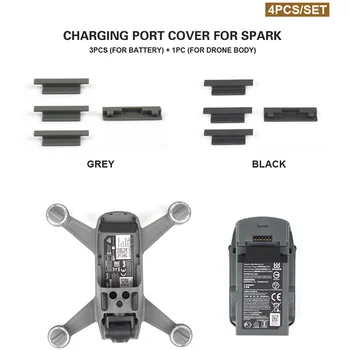 

4in1 for DJI Spark Silicone Drone Body Charging Plug Protection Case + Battery Charge Port Protective Cap Dust-proof Cover