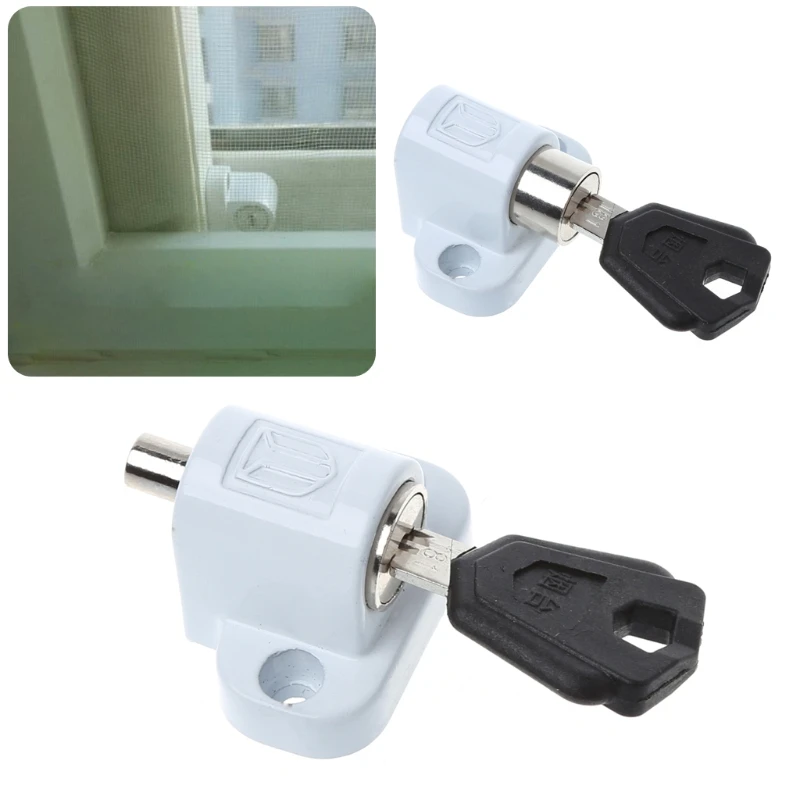 

Safe Sliding Patio Locking Door Bolt Window Security Push Lock+Key