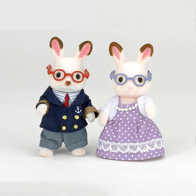 Sylvanian Families, пушистый домик для кукол с животными, фигурка шоколадного кролика, дедушки и дедушки, комплект из 2 предметов, подарок для девочек, новинка 5190