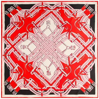 

New 100% Silk Scarf Luxury Brand Colors Belt Lattice Print Neckerchief Women Wraps Big Hijab Square Scarves Gift Silk Bandana