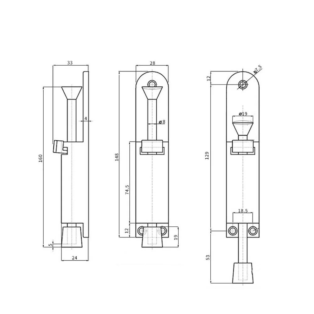 

Stainless Steel Telescopic Door Stopper Silver Spring Loaded Step-On Door Holder Door Stops For Household Hardware