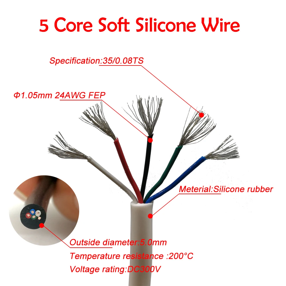 3C/4C/5C core Soft Silicone Wire for T12 soldering iron DIY KITS