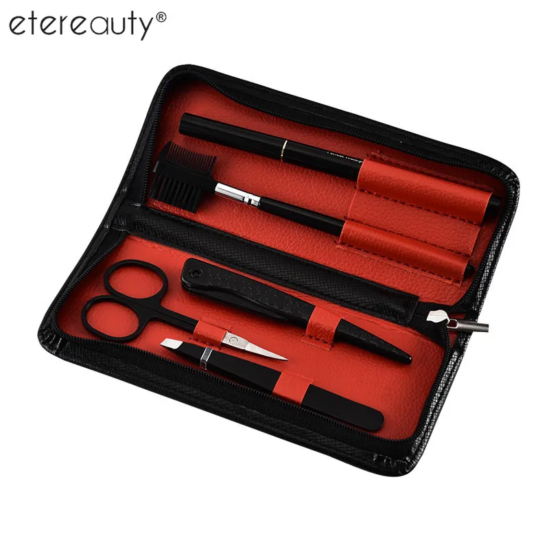 

ETEREAUTY Eyebrow Trimming Kit 5 in 1 Portable Tweezer and Scissor Set for Eyebrow Grooming Eyebrow Care Kit for Men Women