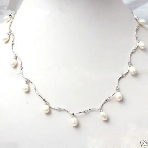 New Lady's 7-8mm White Freshwater Pearl Chain NecklaceJewelry 18&quot | Украшения и аксессуары