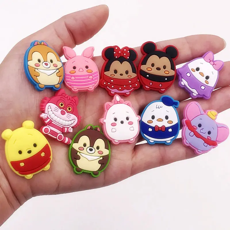 

11PCS TSUM mickey minnie bear animal Elephant Cartoon Pendants Character Flat back charms PVC DIY Pins badges Gadgets phone case