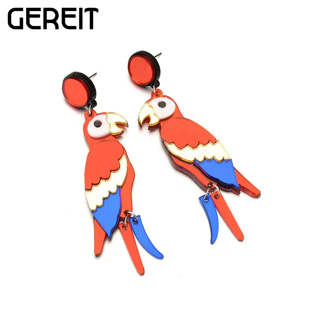 

Hot Sale Acrylic Colorful Parrot Earrings Cute Fashion Animal Birds Drop Dangle Earrings For Women Statement Jewelry Brincos