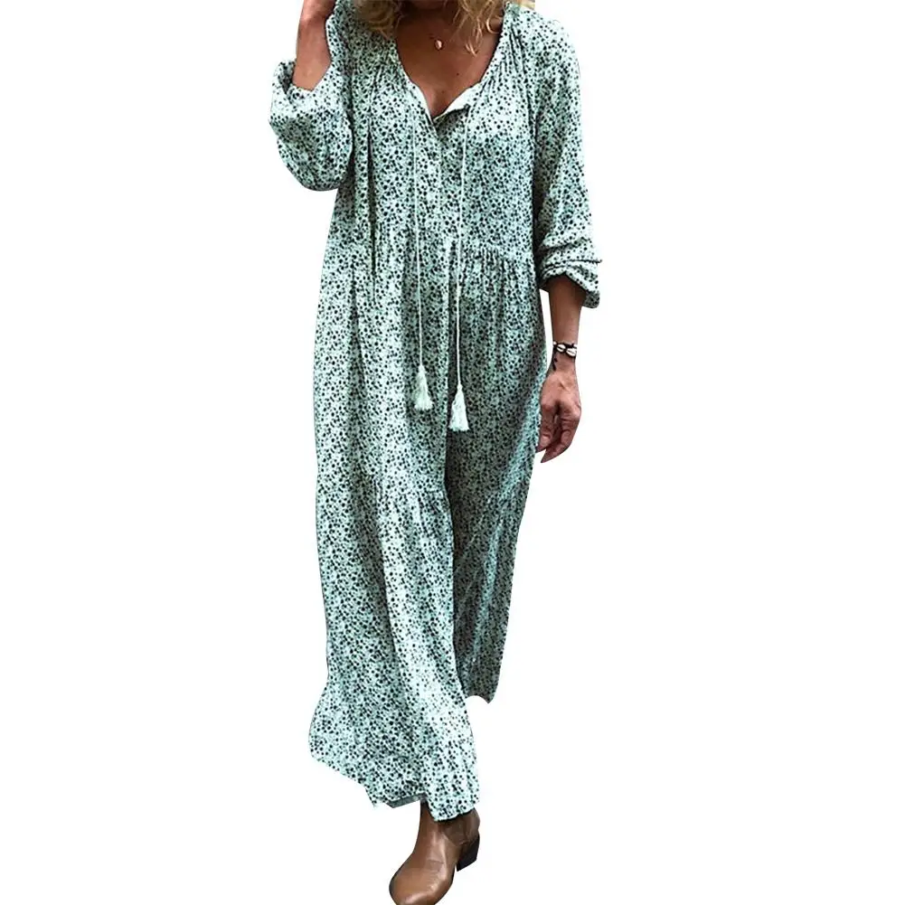 

Dresses For Women Women Bohemia Summer Women Sexy V Neck Floral Print Long Sleeve Casual Long Maxi Dress