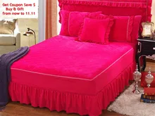 

Free shipping Home Textile Farai Velvet Bedskirt High quality Bedspread Pure Color Bed Cover 2psc Pillowcase