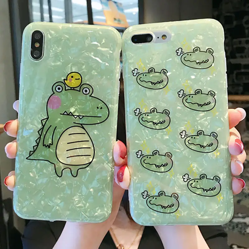 

Glitter Dream Shell Pattern Cases For iPhone 6 6S Plus X XR XS Max Soft TPU Silicone Cartoon Crocodile Cover For iPhone 7 8 Plus