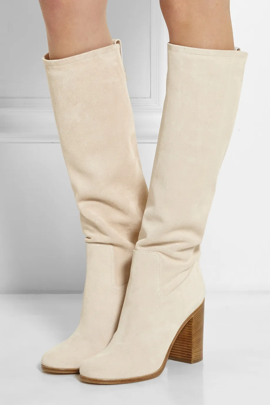 Autumn Winter Beige Suede Leather 