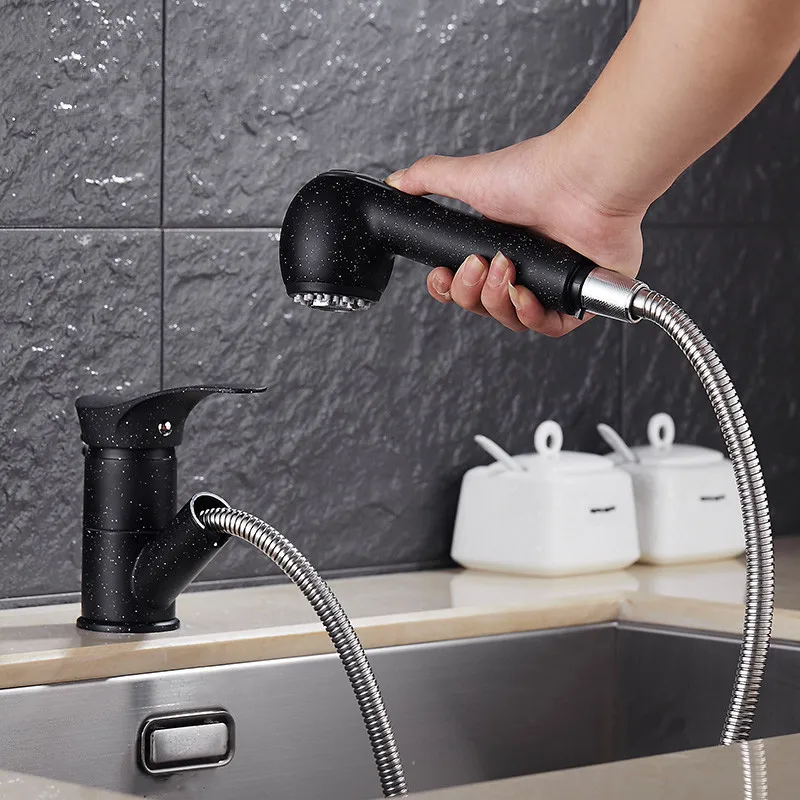 

Black With Dot Kitchen Faucet Washing Basin Leading European Pull Tap Faucets 360 Degree Swivel Pull Out Kitchen 9074