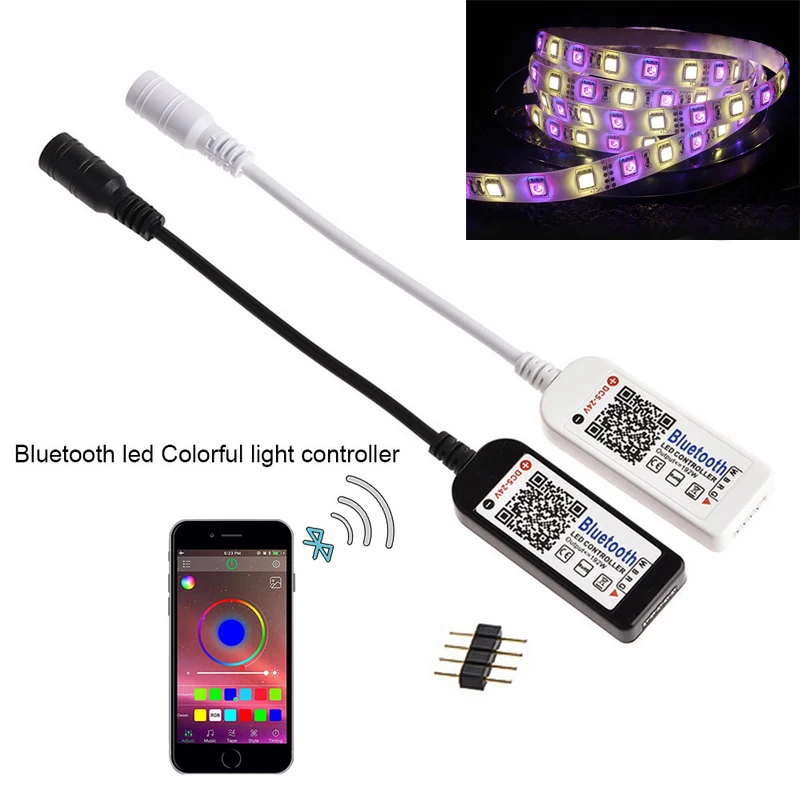 

DOZZLOR 1pcs DC 5V 24V Mini Bluetooth / RGBW LED Lamp String Controller Colorful Control for Universal Interface