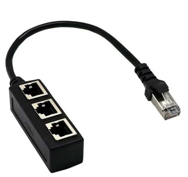 1 To 3 Port Ethernet Switch RJ45 Y Splitter Adapter Cable for CAT 5/CAT 6 LAN