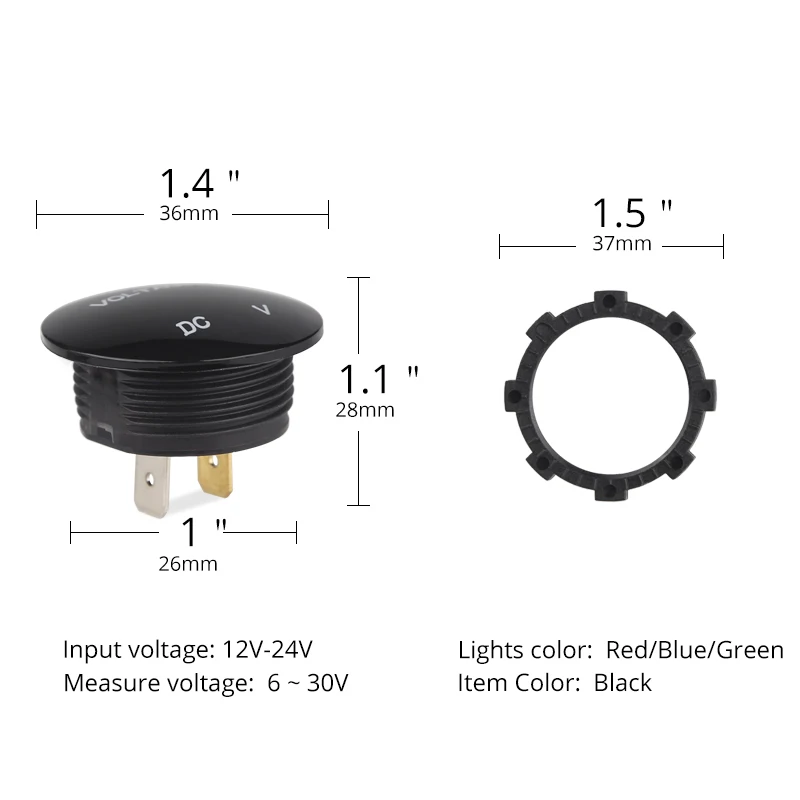 DC 12 V 24 Автомобильный Вольтметр для мотоцикла Измеритель Напряжения