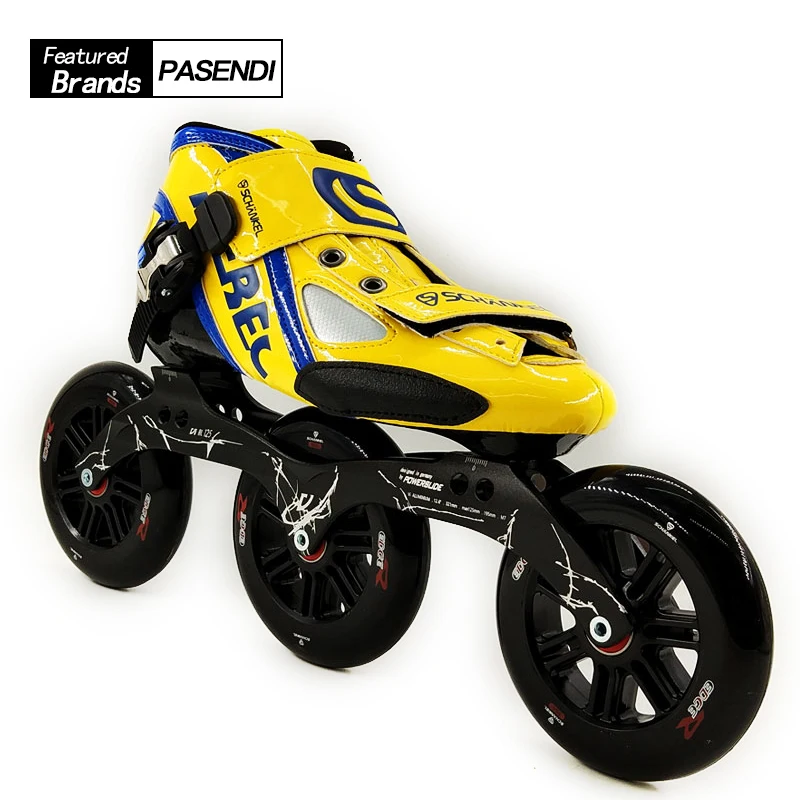 الألياف الزجاجية سرعة تزلج الأحذية المهنية أحذية النساء/الرجال 125 ملليمتر 3 عجلات كبيرة جولة كعكة التزلج الأسطوانة الزلاجات