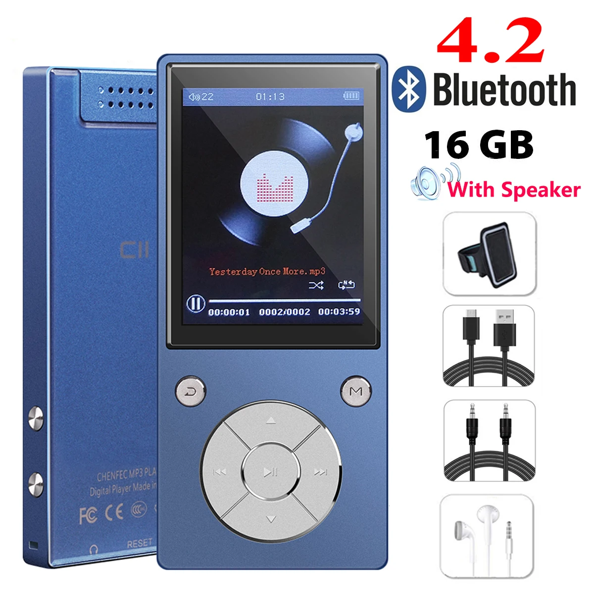 Leitor de Música com Bluetooth Gravador de Voz Visualizador de Fotos gb de Alta Orador Original Player Fidelidade Lossles Som fm Rádio E-book Mp4 16