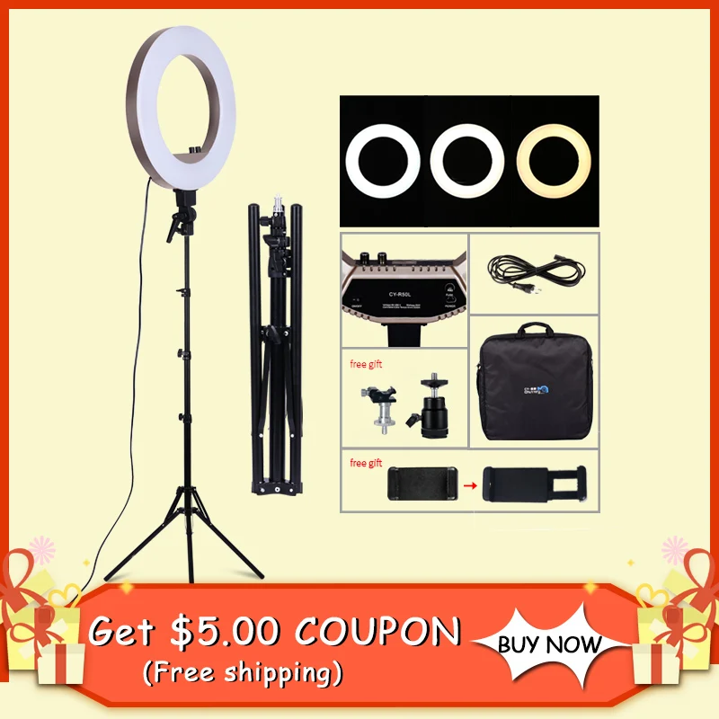

18inch LED Photography Light 50W 480PCS LED Ring Light Bi-color 3200K-5600K Photo Studio Makeup Lamp For Live Broadcast Video