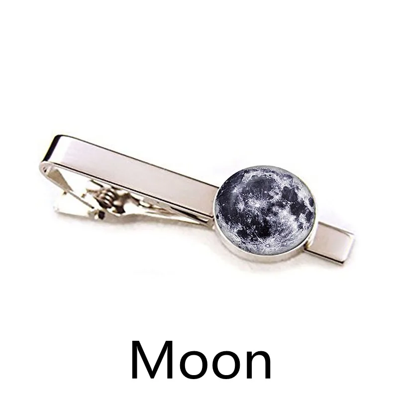 Солнечная система, солнце, земля, Луна, Марс, Юпитер, планета, серебряные металлические зажимы для галстука, мужские Модные простые галстуки, зажим для галстука
