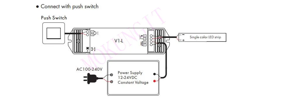 1CH* 15A 12-24VDC CV контроллер(Push Dim) V1-L диммер V1-L контроллер