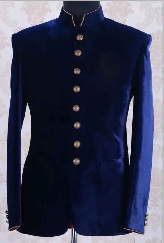 2018 Tailored Made Royal Blue Velvet Men Suit Slim Fit 2 Piece Tuxedo