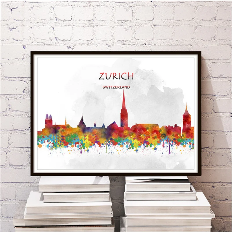 Винтажный ZURICH city Плакат Настенные наклейки для дома гостиной кафе бар Декор