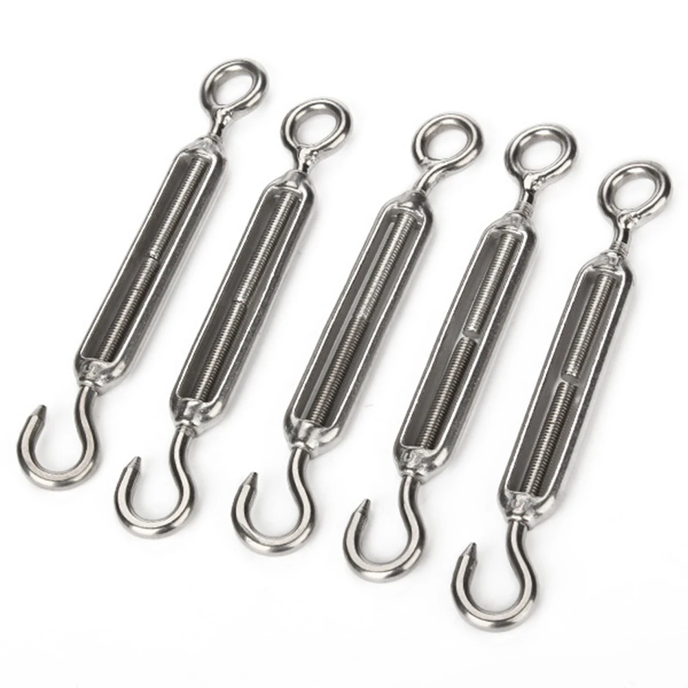 

5pcs Wire Rope Cable M5 Hook & Eye Turnbuckle Stainless Steel 304