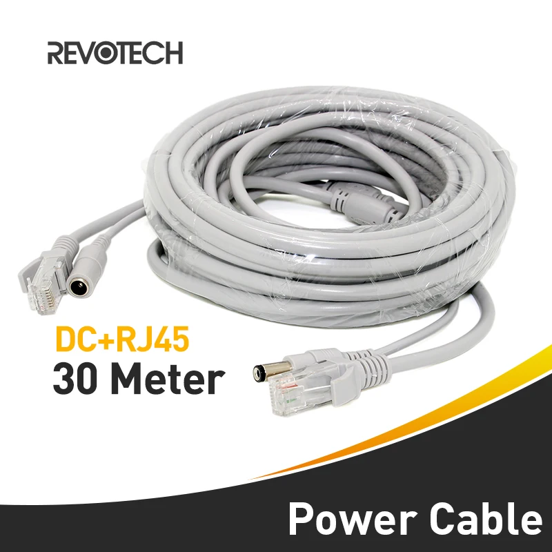 

30M DC+ RJ45 Ethernet Cable Power CCTV Network Lan Cable For NVR System IP Camera